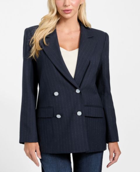 Женский пиджак GUESS Zanita Double-Breasted Blazer, цвет: Синий комбинированный