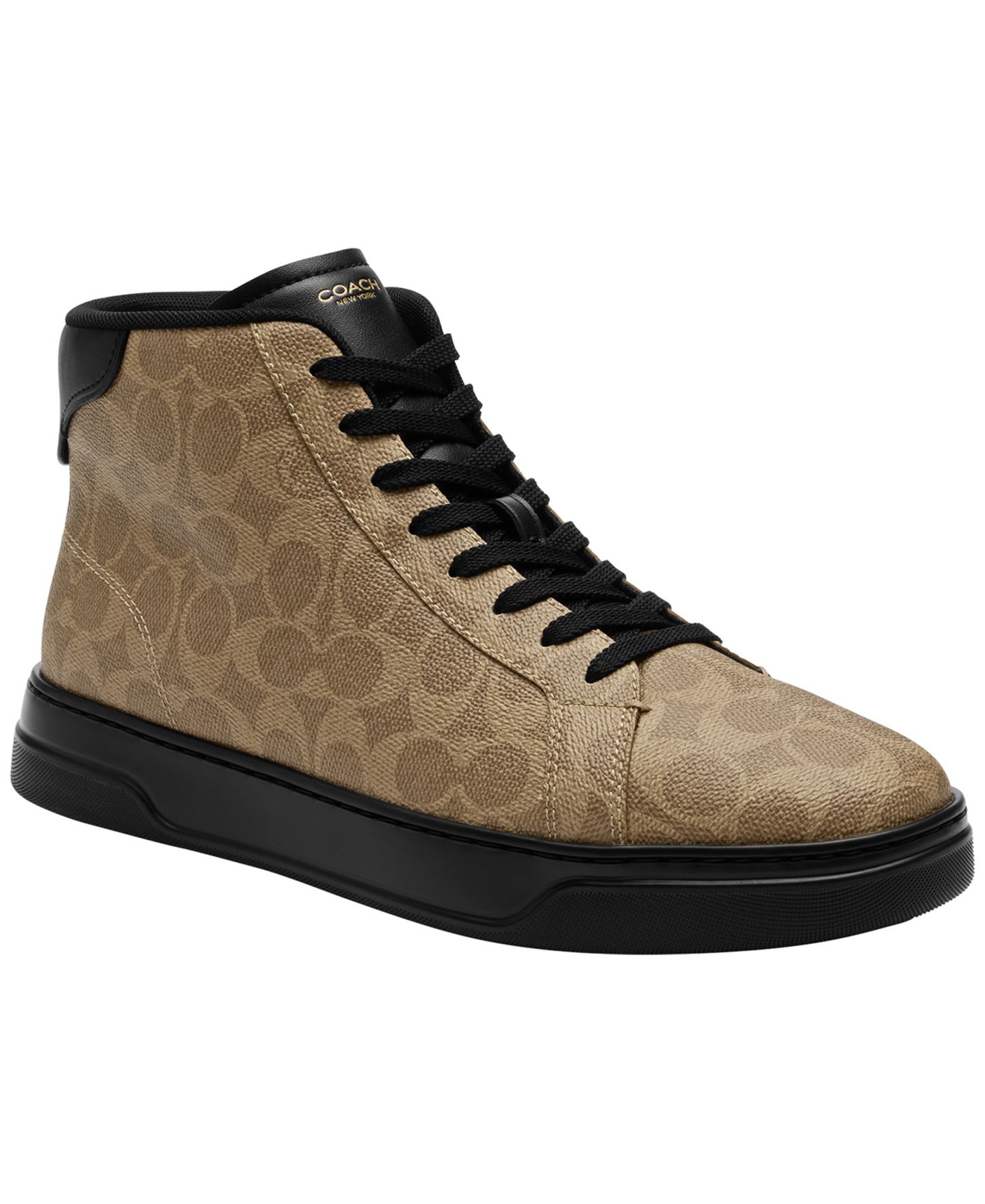 Мужские кроссовки COACH Highline Signature Canvas High Top, цвет: Хаки / Чёрный — фото 1