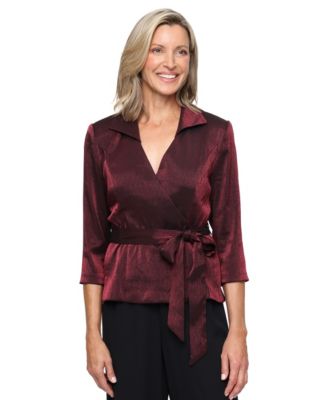 Alex Evenings - Women's V-Neck Shimmer Top