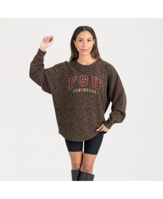 Gameday Couture - Women's Brown Florida State Seminoles Leopard Oversized Sweatshirt