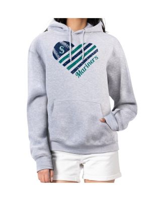 G-III 4Her by Carl Banks - Women's Heather Gray Seattle Mariners Heart Fleece Pullover Hoodie