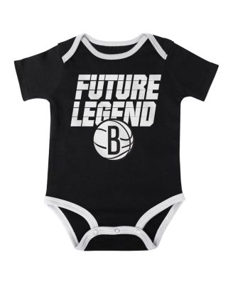 Baby Boys and Girls 3-Piece Black/White Brooklyn Nets Bank Shot Bodysuit, Hoodie, T-Shirt and Shorts Set