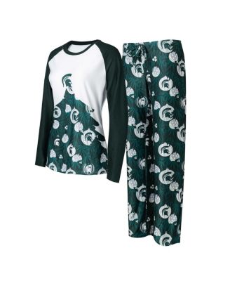 Concepts Sport - Women's Hunter Green Michigan State Spartans Tinsel Ugly Sweater Long Sleeve Top Pants Sleep Set