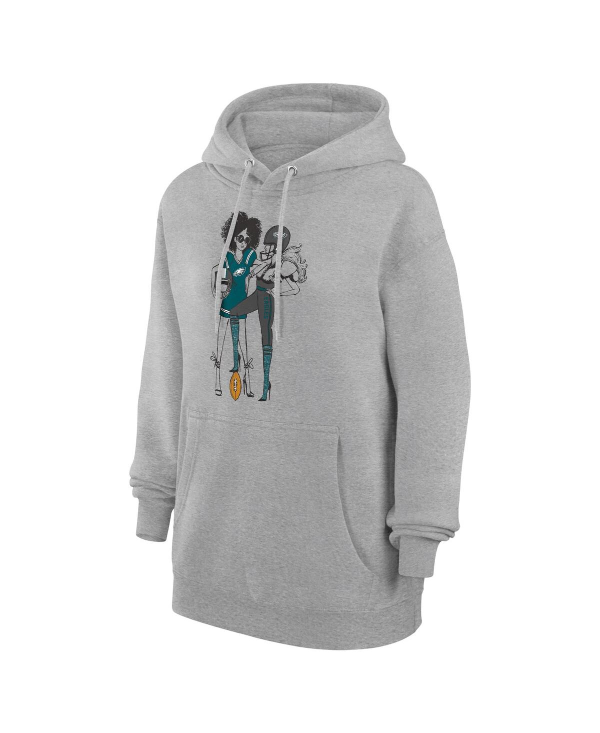 G-iii 4her By Carl Banks Women's Heather Gray Philadelphia Eagles Football Girls Graphic Pullover Hoodie In Gray
