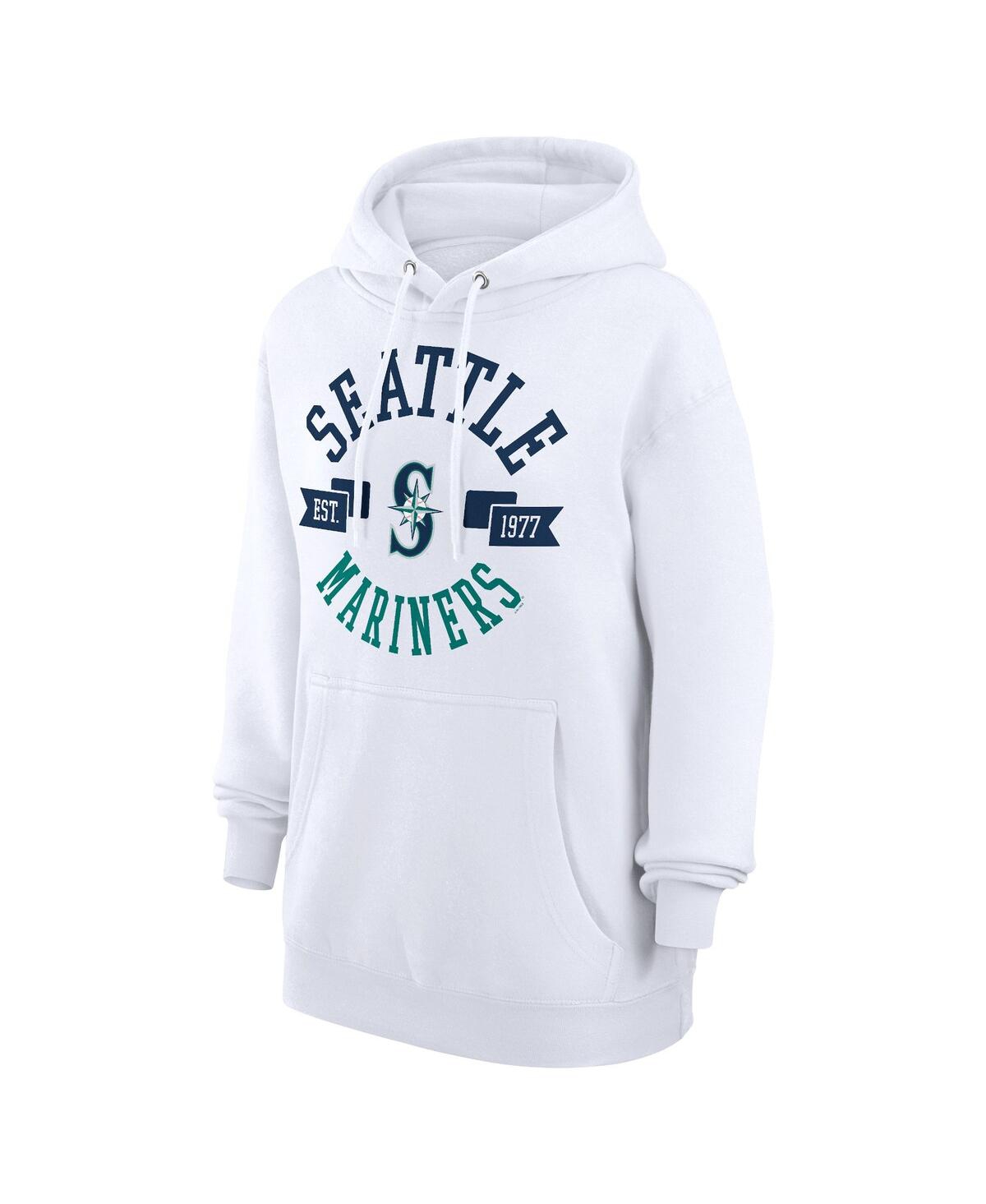 G-iii 4her By Carl Banks Women's White Seattle Mariners City Graphic Pullover Hoodie In White