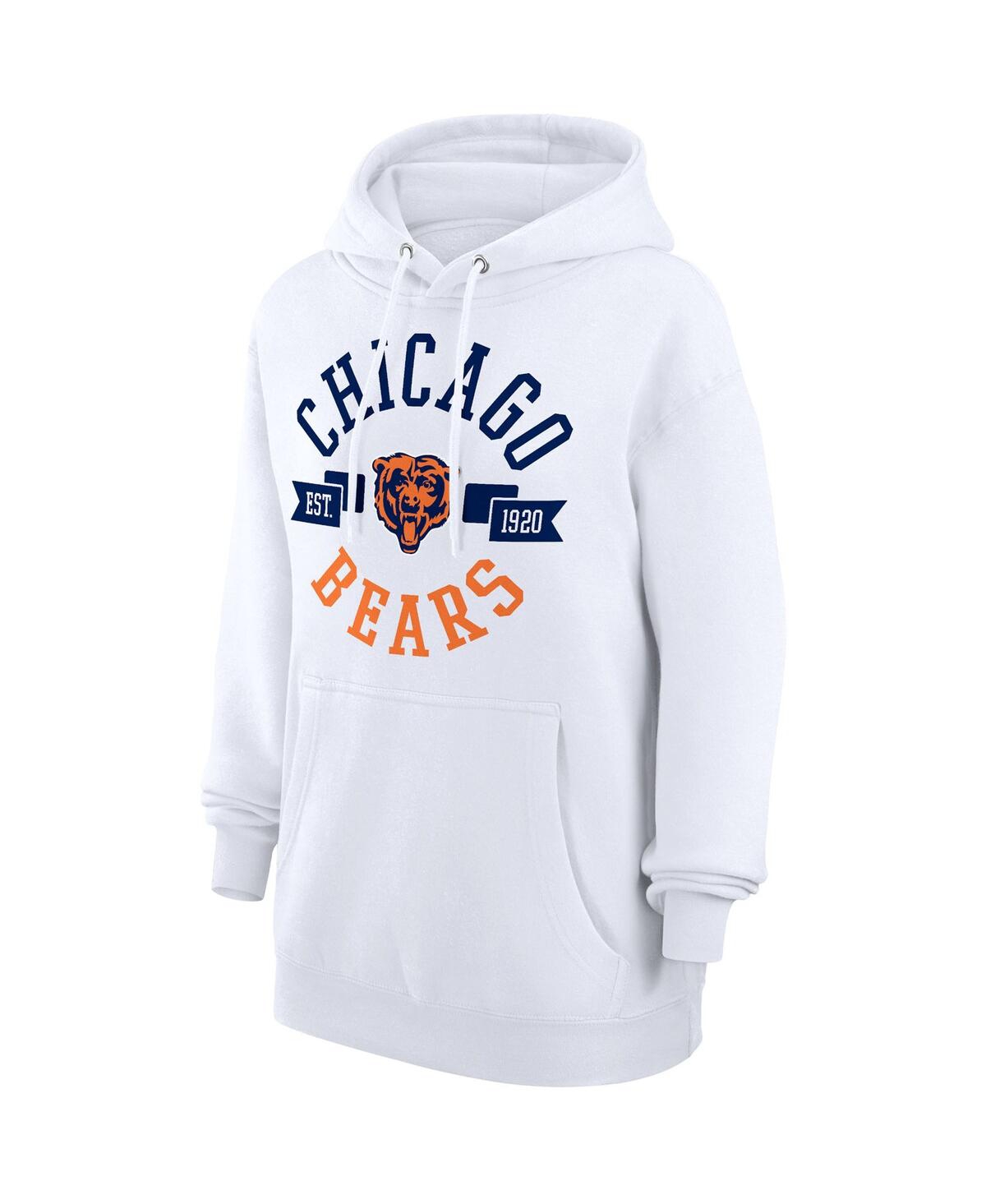 G-iii 4her By Carl Banks Women's White Chicago Bears City Graphic Team Fleece Pullover Hoodie In White