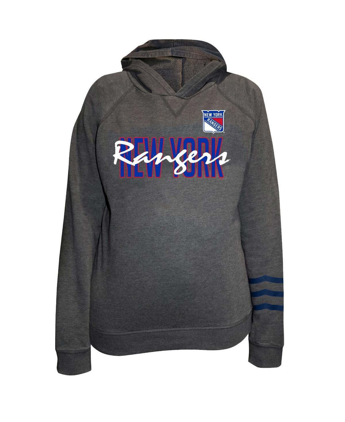 Fanatics Women's Charcoal New York Rangers Plus Size Lightweight Fleece Raglan Pullover Hoodie In Gray