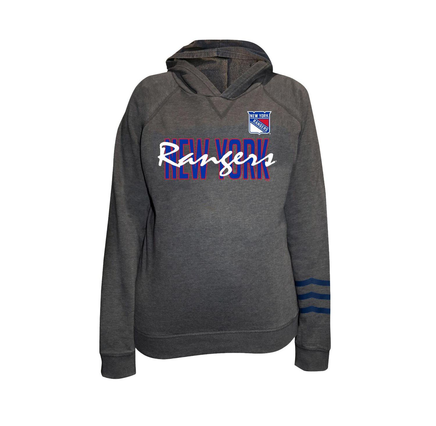 Women's Charcoal New York Rangers Plus Size Lightweight Fleece Raglan Pullover Hoodie