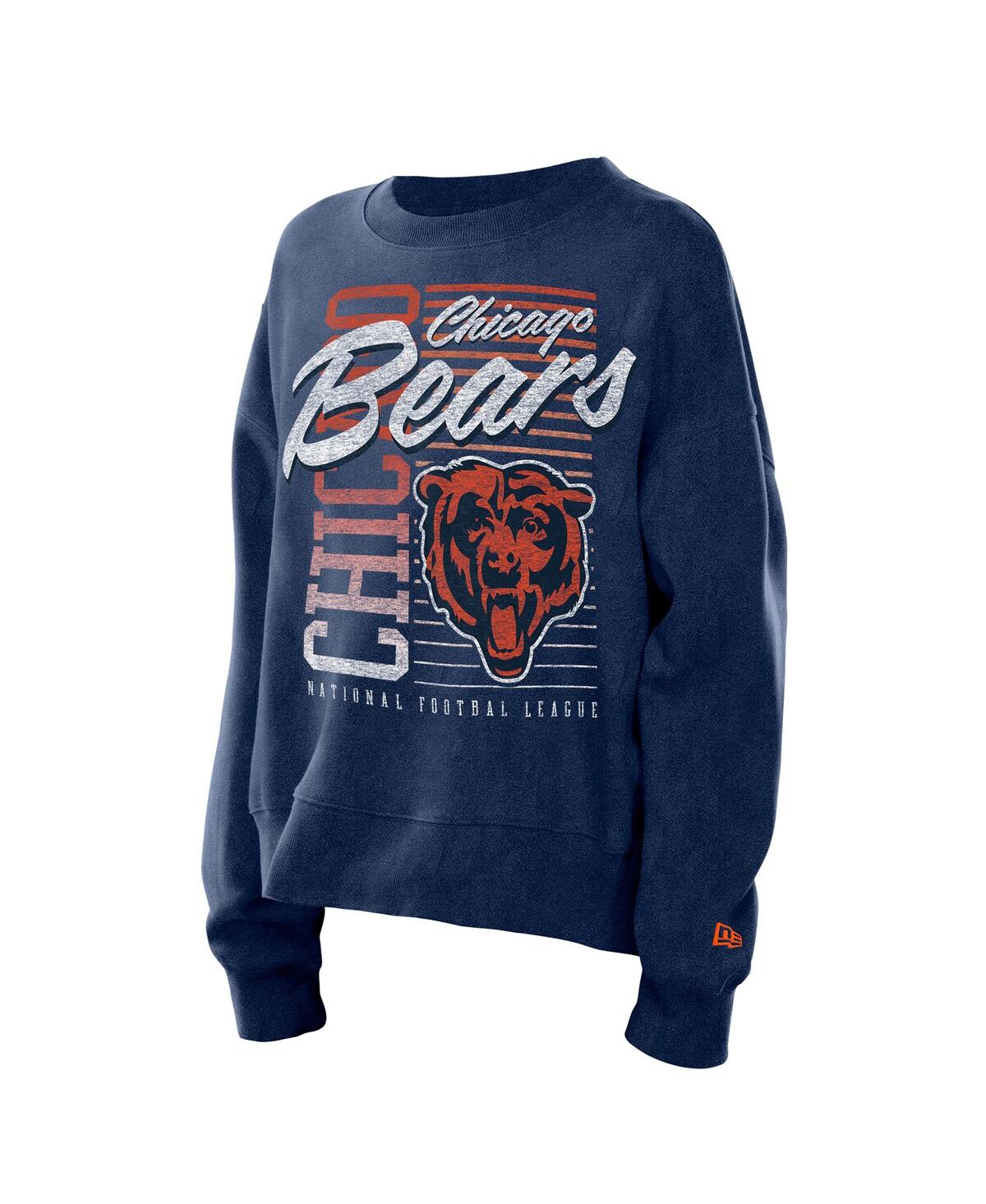 New Era Women's Navy Chicago Bears Oversized Throwback Mineral Wash Crew Neck Sweatshirt