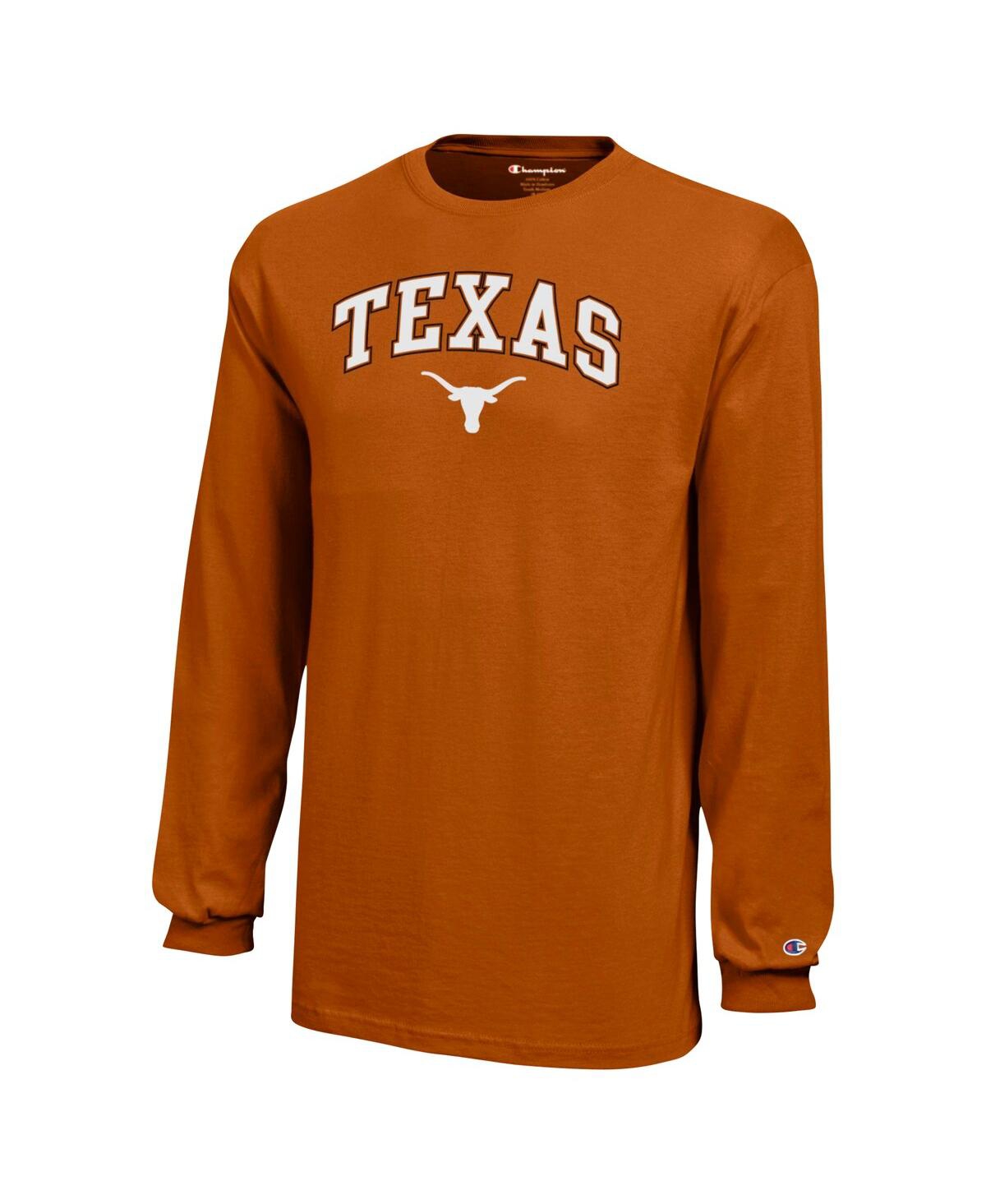Champion Big Boys And Girls Texas Orange Texas Longhorns Arch Over Logo Long Sleeve T-shirt In Orange