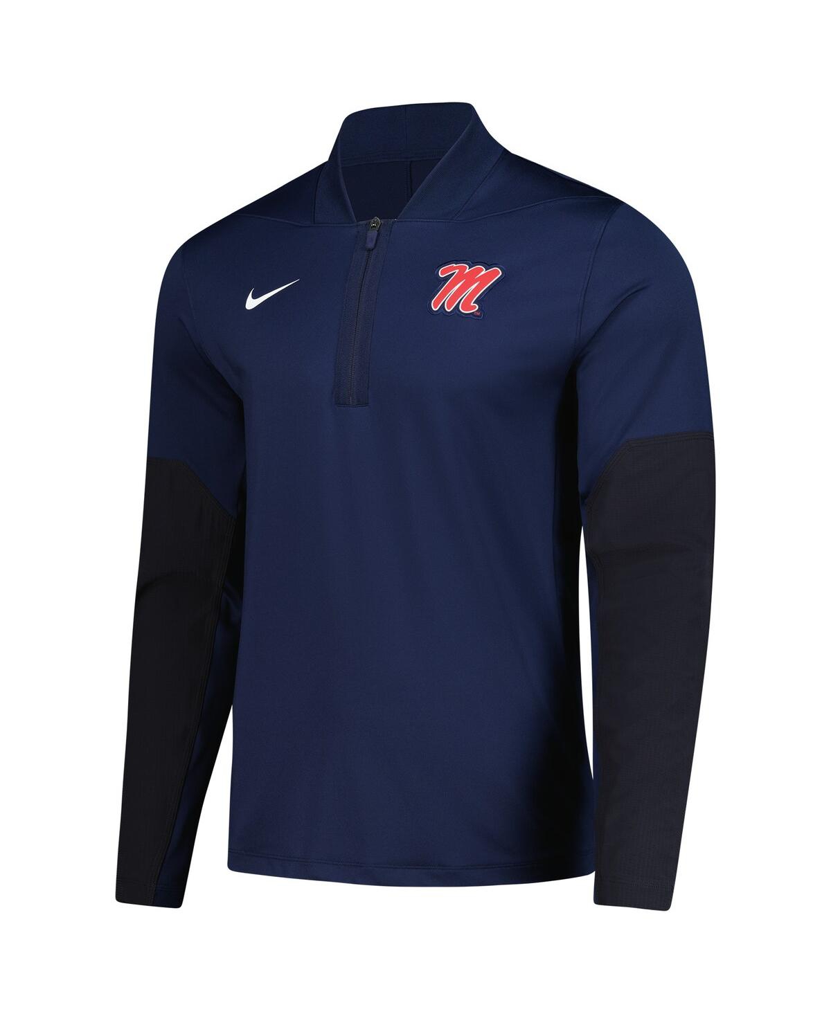 Nike Men's Navy Ole Miss Rebels Dri-fit Half-zip Pullover Hoodie In Blue