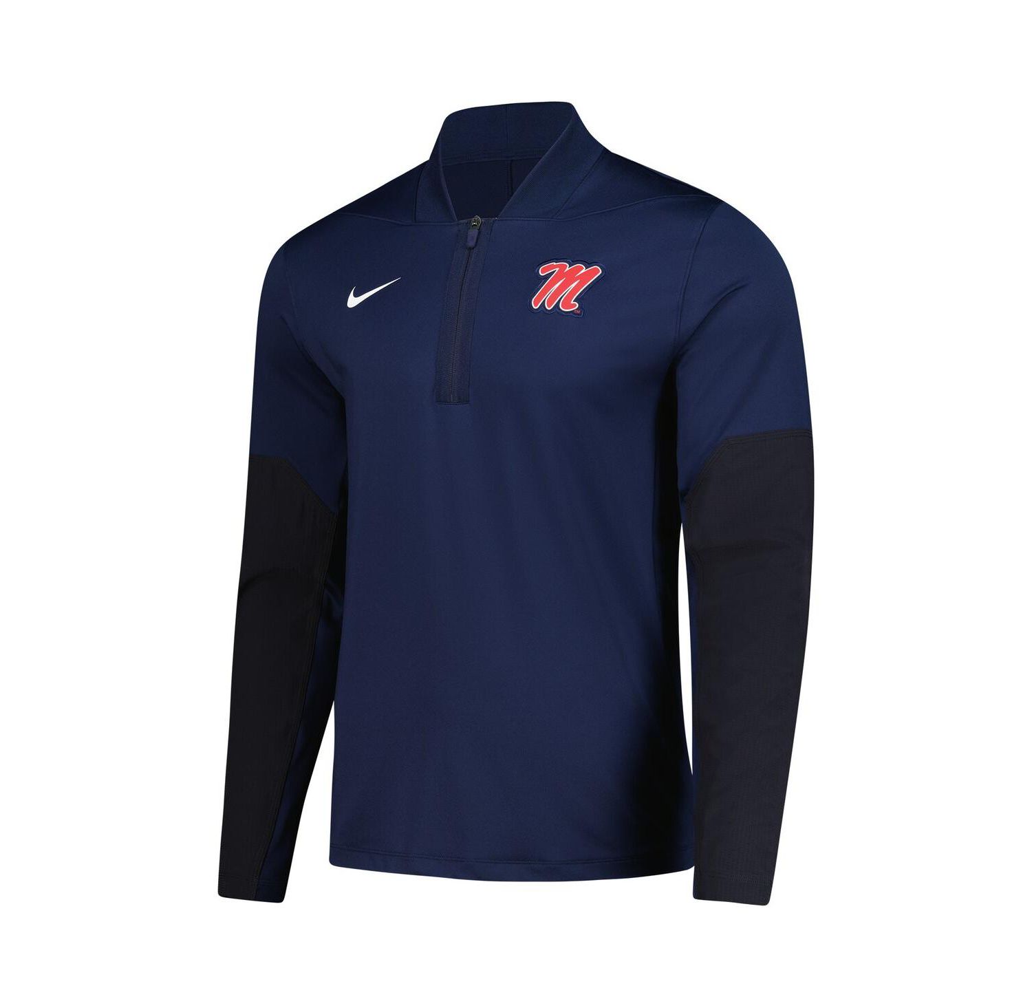 Men's Navy Ole Miss Rebels Dri-FIT Half-Zip Pullover Hoodie