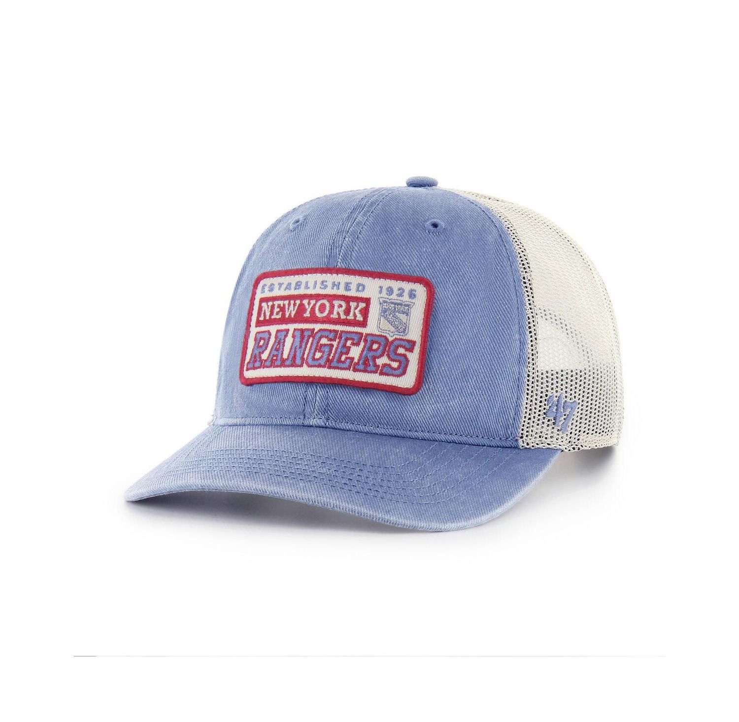 Men's Blue New York Rangers Canteen Pigment Dyed Patch Trucker Adjustable Hat
