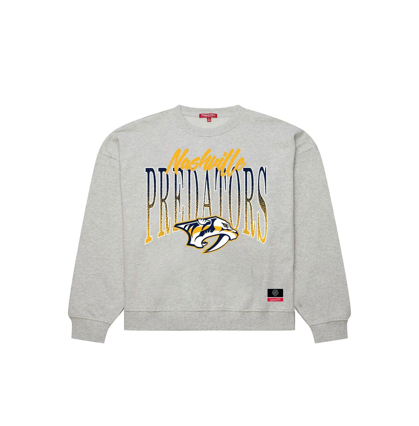 Женская толстовка Mitchell & Ness Heather Gray Nashville Predators Hockey Night Sweatshirt — фото 2