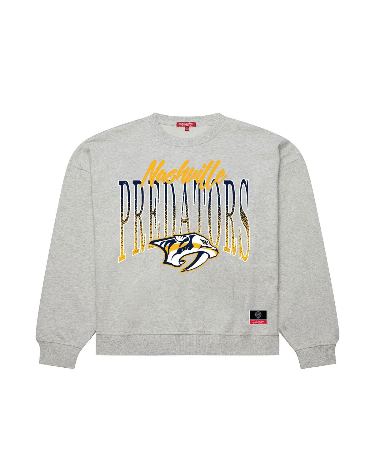 Mitchell & Ness Women's Heather Gray Nashville Predators Hockey Night Sweatshirt In Gray