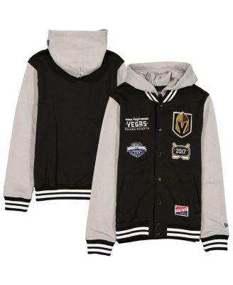New Era - Men's Black/Grey Vegas Golden Knights Full-Snap Fleece Hoodie Jacket