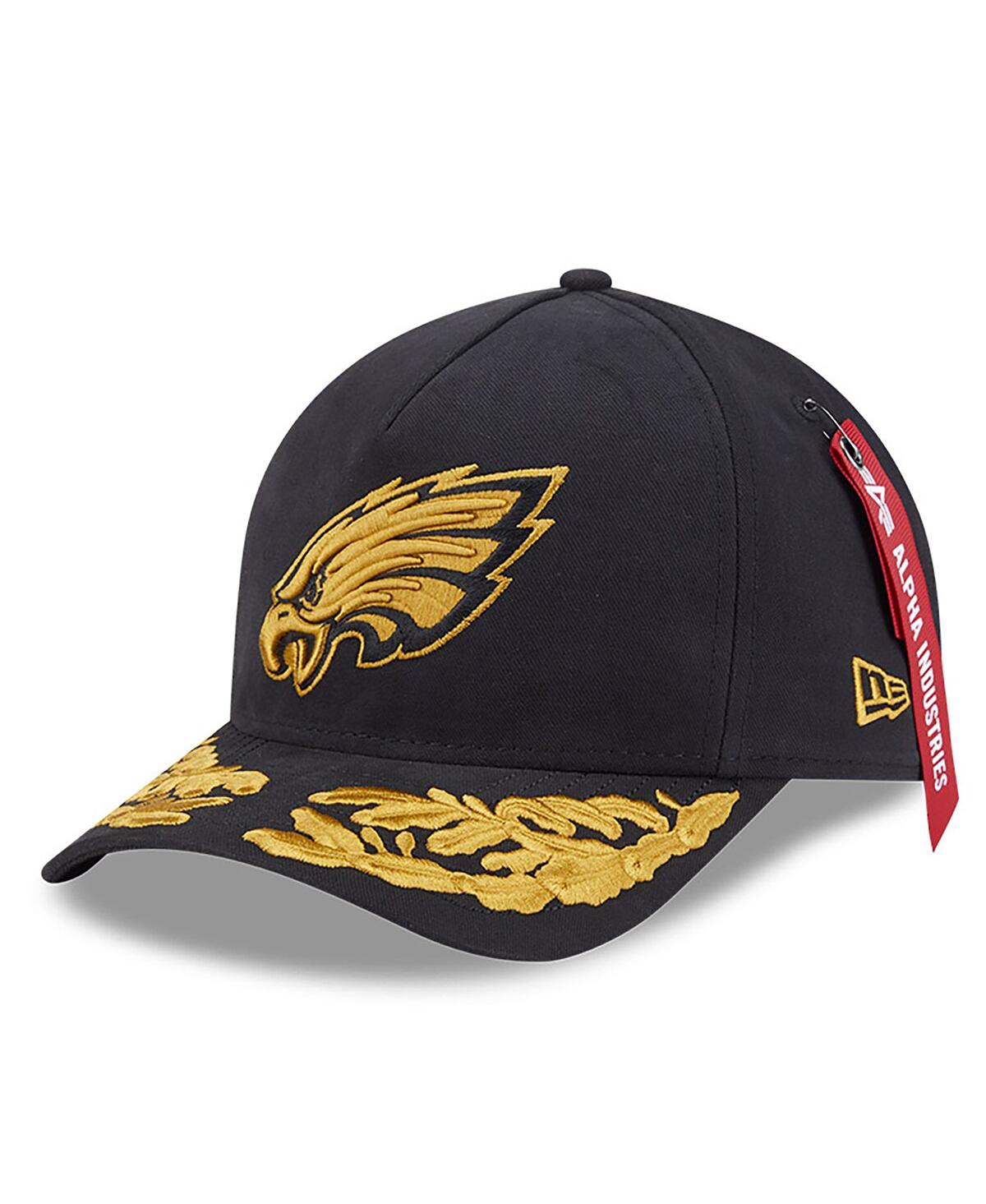 New Era x Alpha Industries Men's Black Philadelphia Eagles A-Frame 9FORTY Adjustable Hat