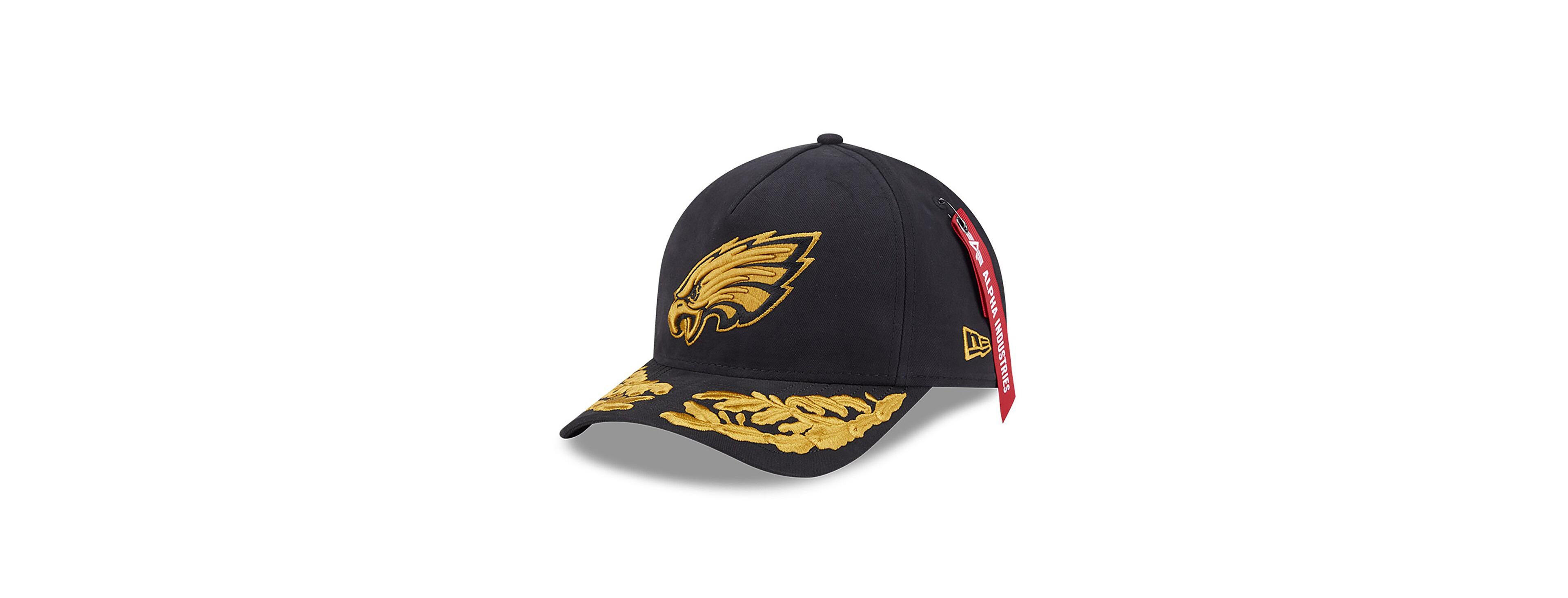 New Era x Alpha Industries Men's Black Philadelphia Eagles A-Frame 9FORTY Adjustable Hat