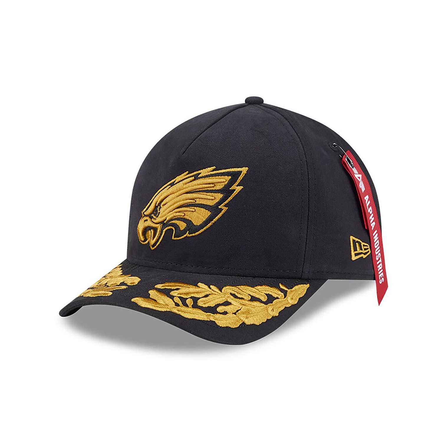 x Alpha Industries Men's Black Philadelphia Eagles A-Frame 9FORTY Adjustable Hat