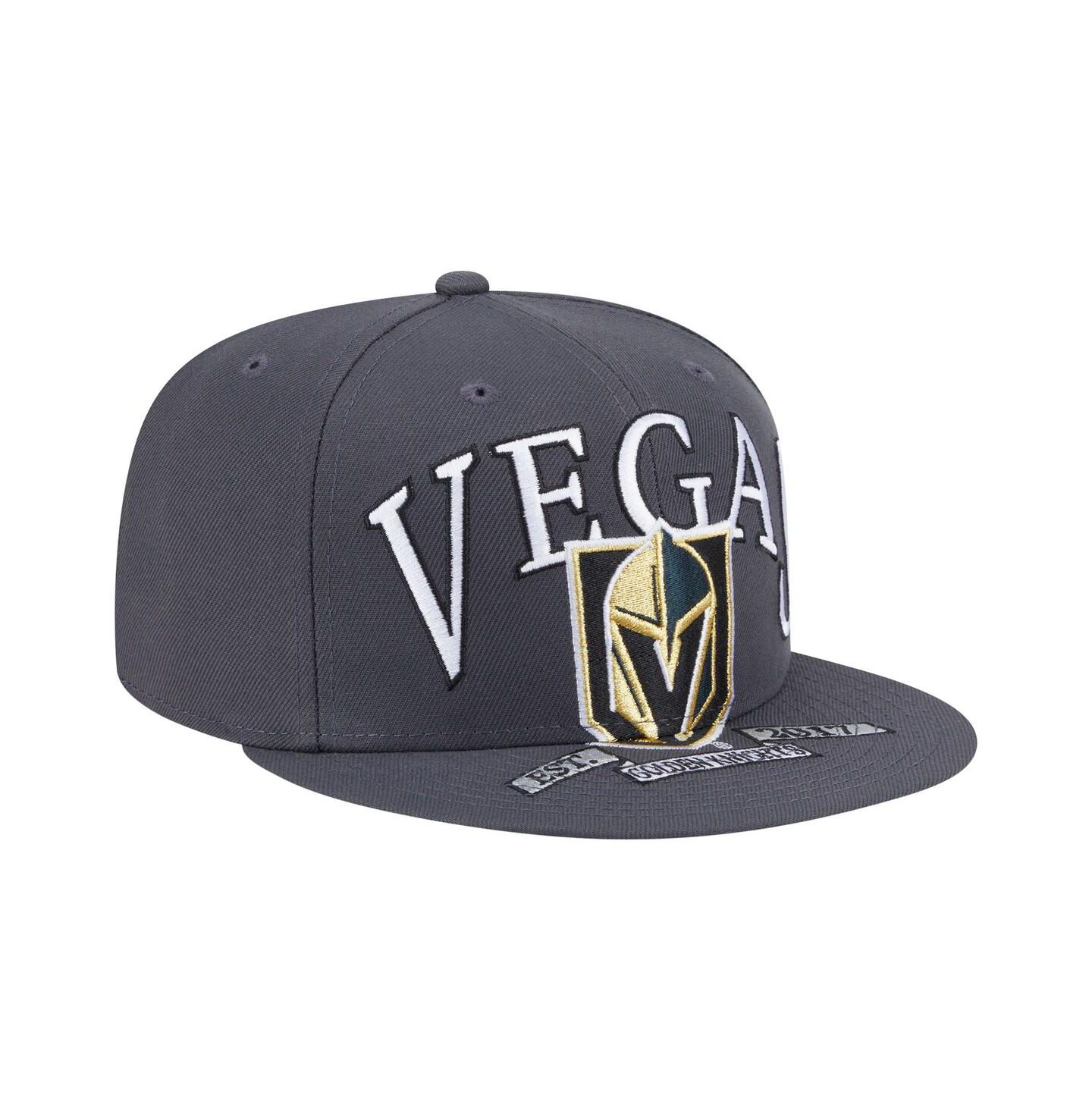 Мужская кепка New Era Gray Vegas Golden Knights Oversized Arch 59Fifty Fitted Hat — фото 3