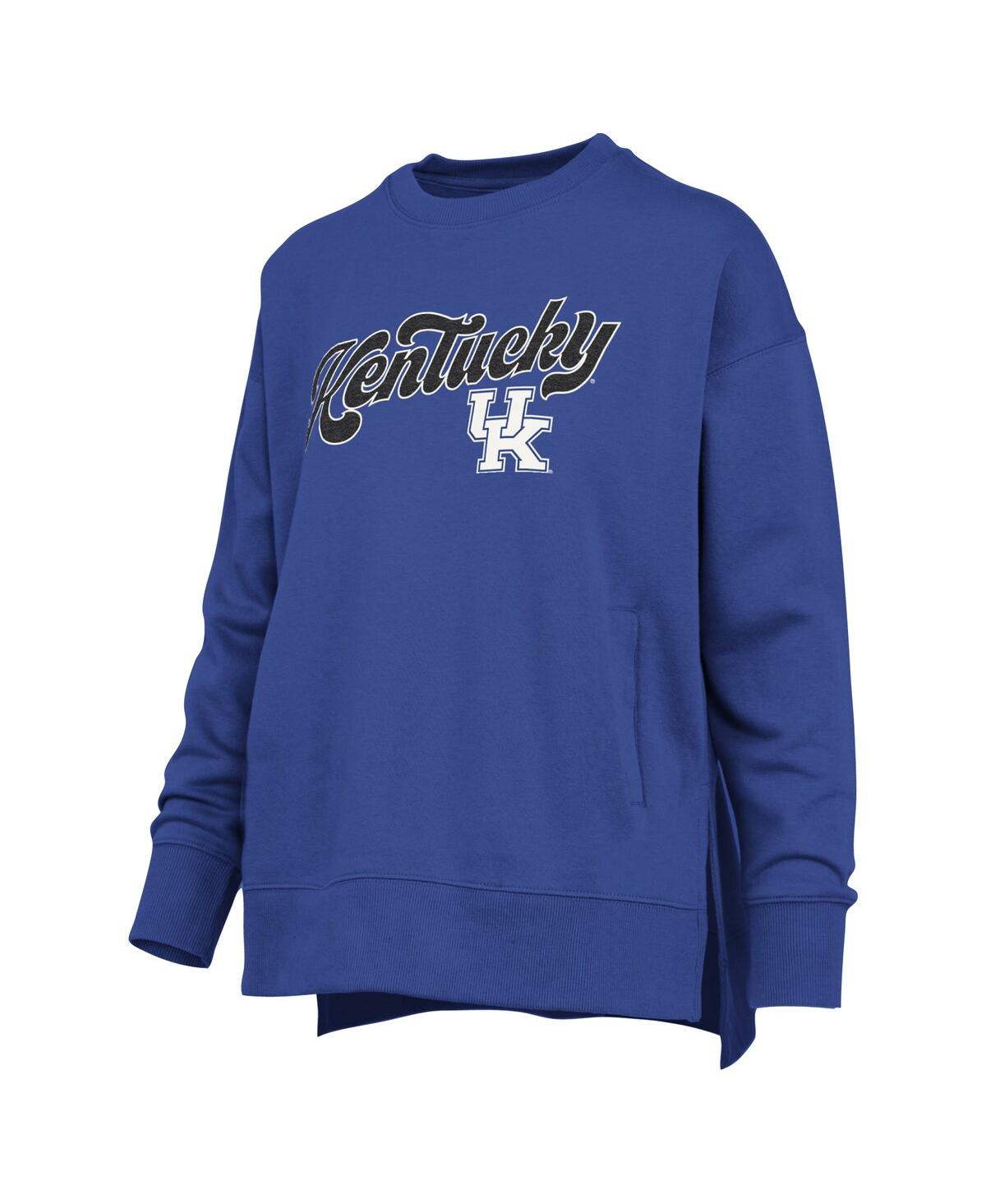 Pressbox Women's Royal Kentucky Wildcats Bonanza Chenille Harper Script Sweatshirt In Blue