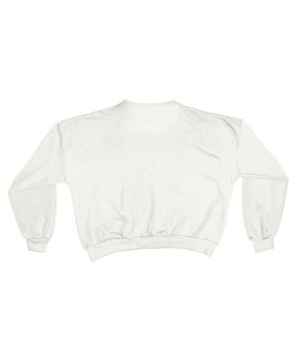 Women's White Washington Huskies Oversized Janice Retro Waist-Length Sweatshirt