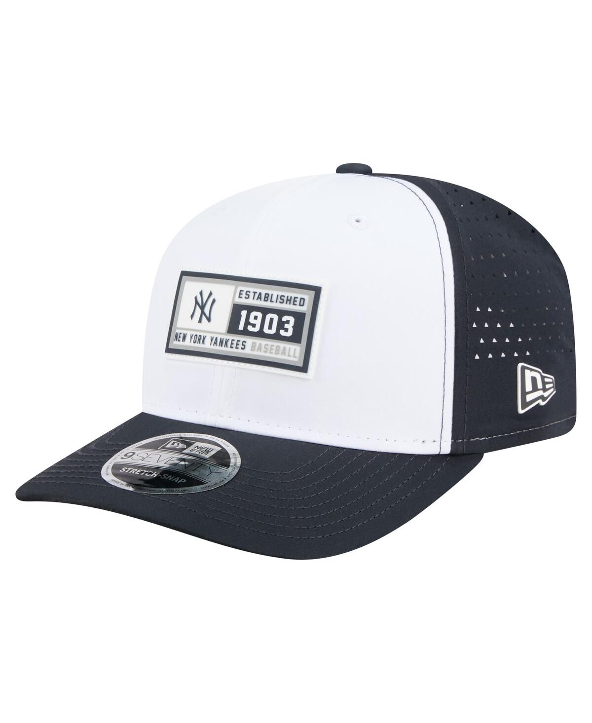 New Era Men's White/navy New York Yankees Established Patch 9seventy Adjustable Hat In Black