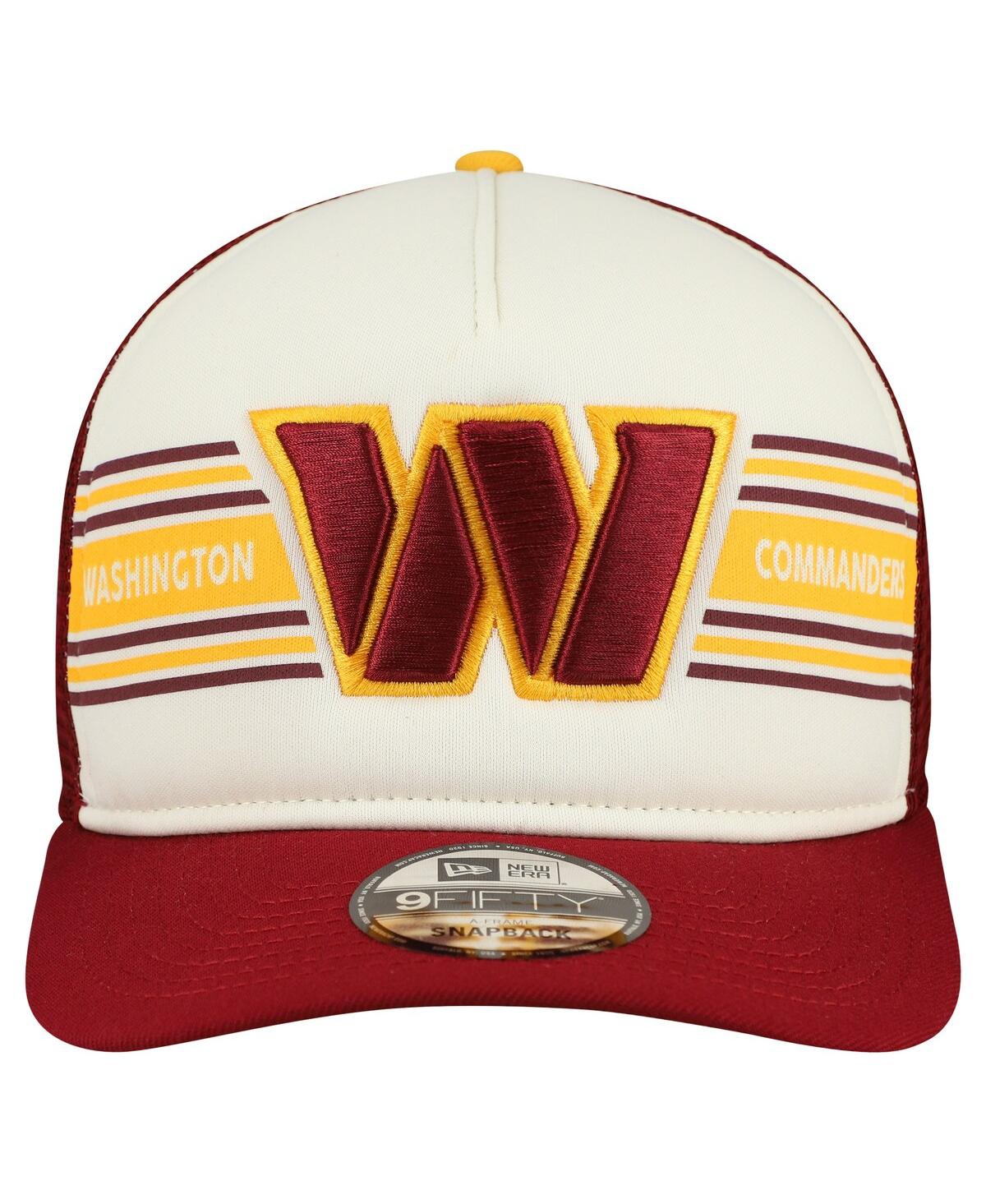 New Era Men's Cream/burgundy Washington Commanders Banner A-frame 9fifty Snapback Hat In White