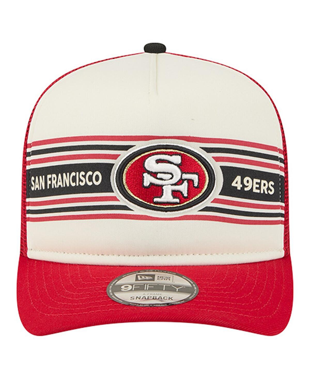 New Era Men's Cream/scarlet San Francisco 49ers Banner A-frame 9fifty Trucker Snapback Hat In White