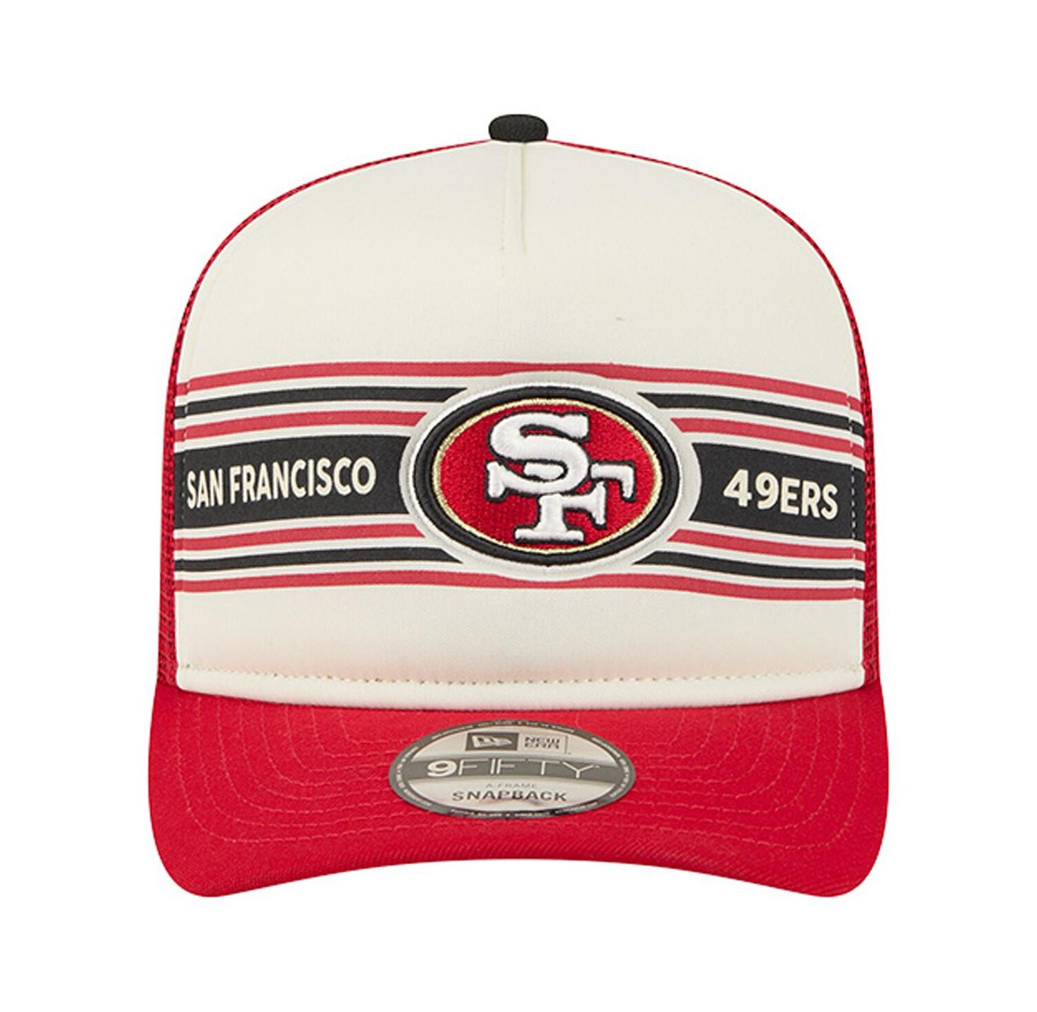Men's Cream/Scarlet San Francisco 49ers Banner A-Frame 9FIFTY Trucker Snapback Hat
