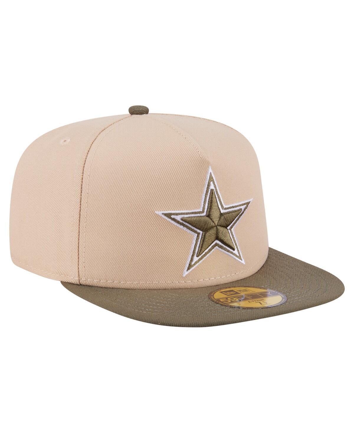 New Era Men's Light Beige/olive Dallas Cowboys Two-tone Color Pack A-frame 59fifty Fitted Hat In Green