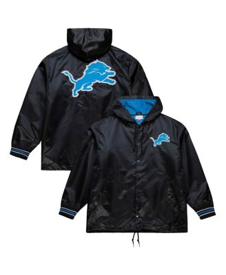 Mitchell & Ness - Men's Black Detroit Lions Downtown Satin Full-Snap Jacket