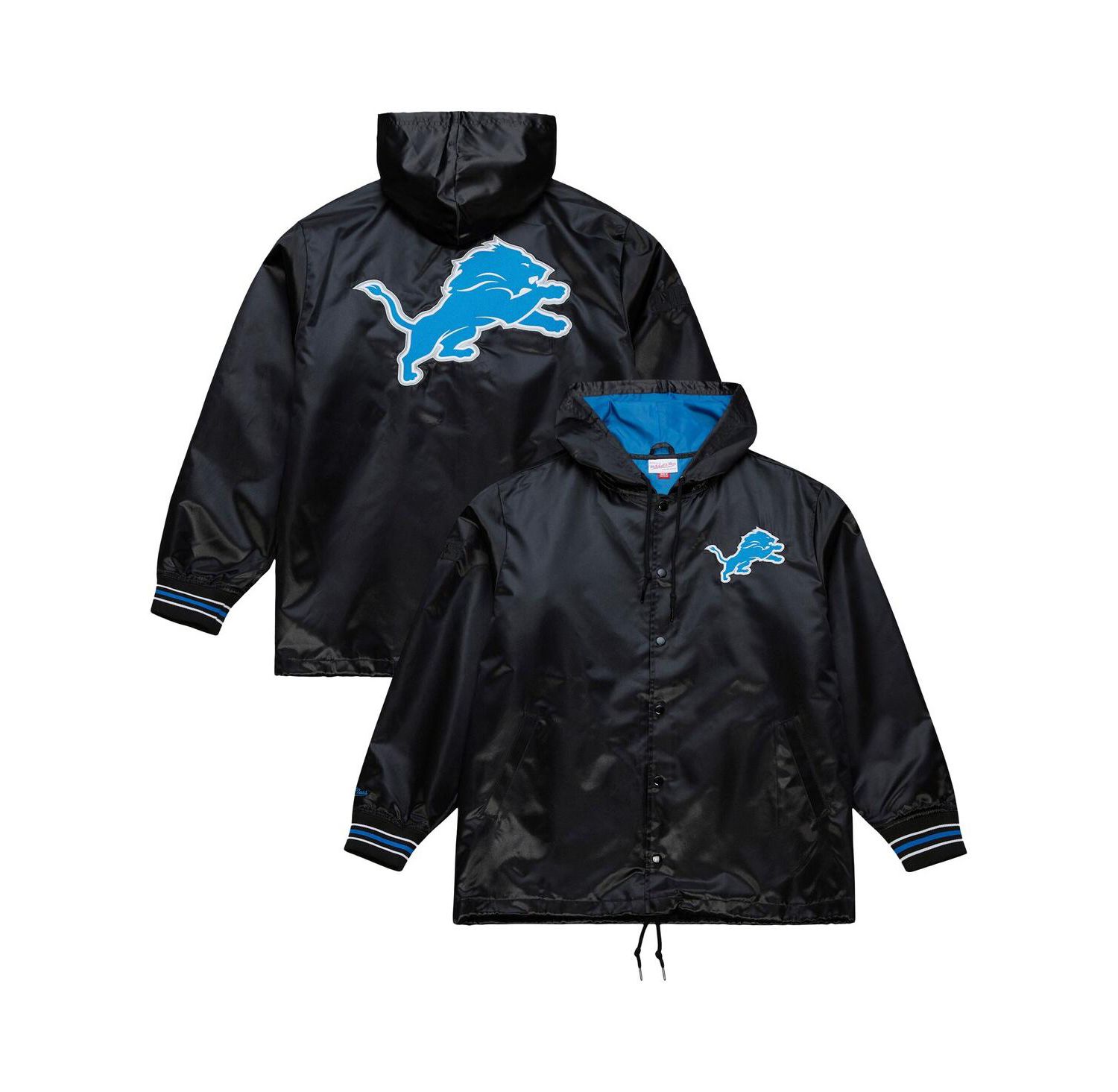 Men's Black Detroit Lions Downtown Satin Full-Snap Jacket