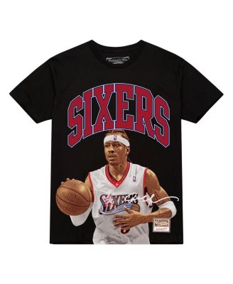 Men's Allen Iverson Black Philadelphia 76ers Hardwood Classics Player Arch T-Shirt