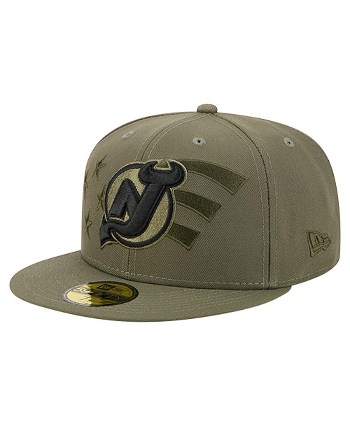 New Era Men's Olive Jersey Devils Military Appreciation Flag 59FIFTY Fitted Hat