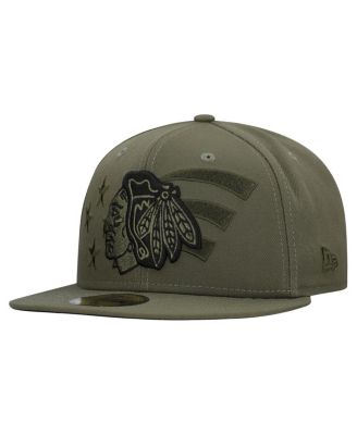 New Era - Men's Olive Chicago Blackhawks Military Appreciation Flag 59FIFTY Fitted Hat
