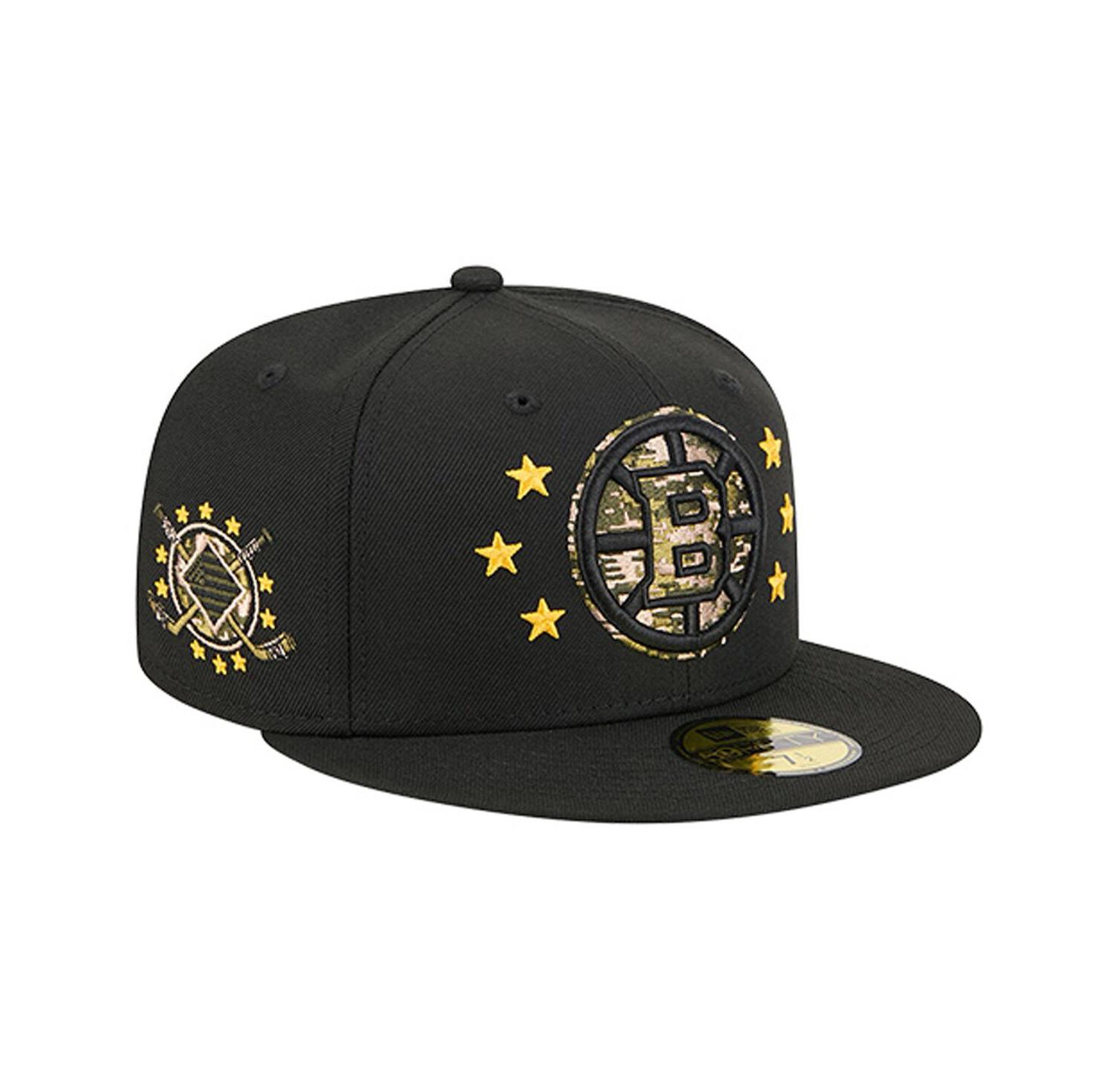Men's Black Boston Bruins Military Appreciation Digital Camo Stars 59FIFTY Fitted Hat