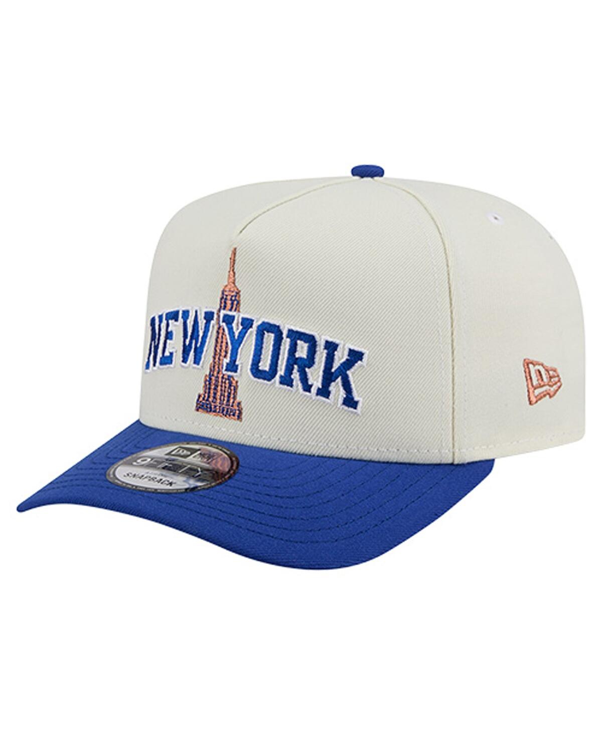 New Era Men's White/blue New York Knicks A-frame 9fifty Adjustable Hat In Neutral