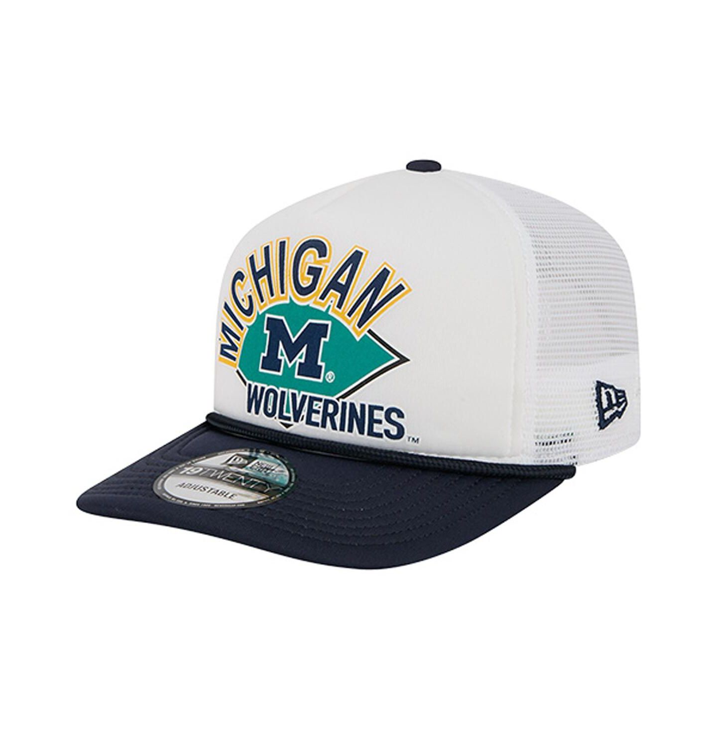 Мужская кепка New Era White Michigan Wolverines Diamond 19TWENTY Golfer Adjustable Hat — фото 2