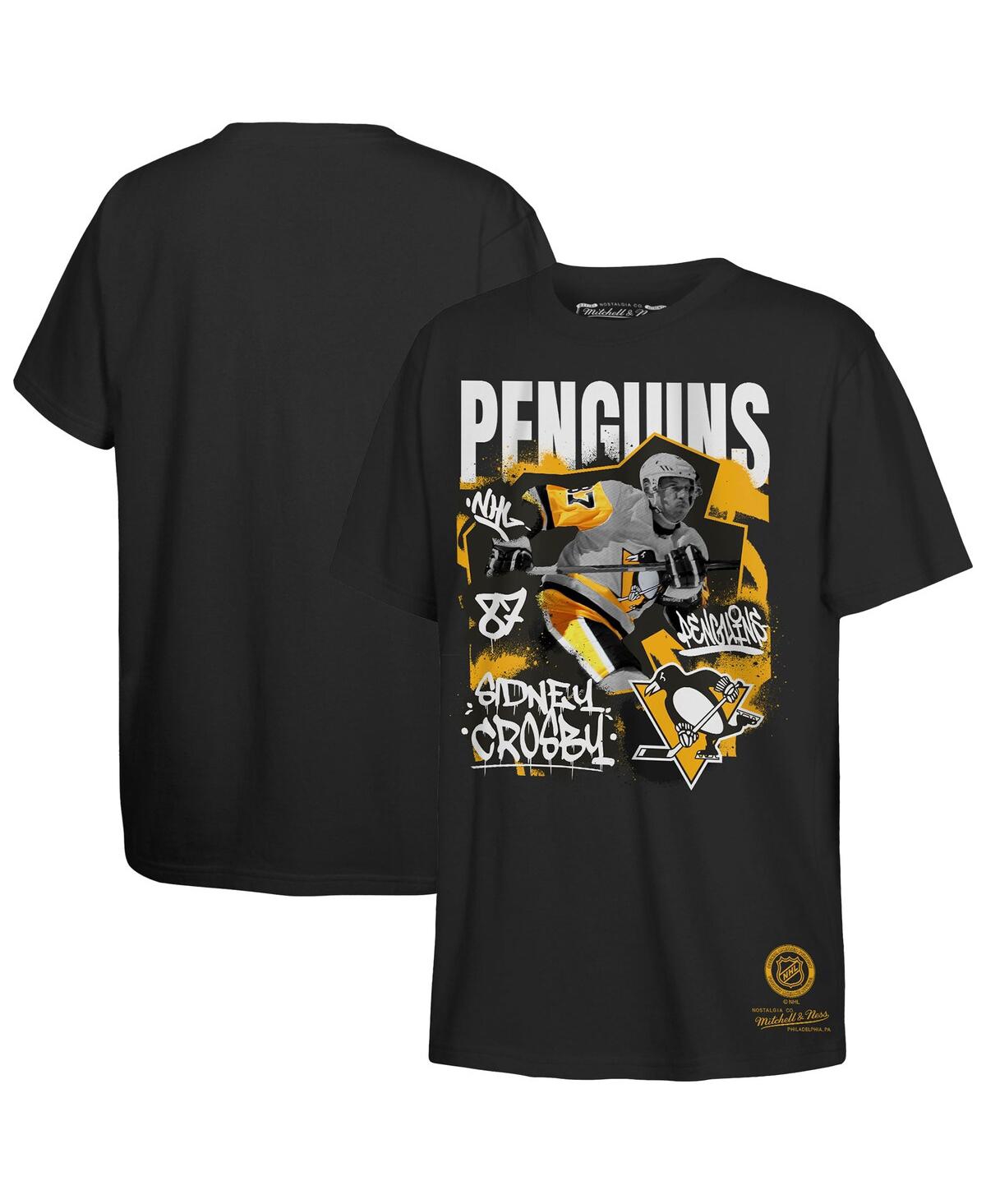 Mitchell & Ness Big Boys And Girls Sidney Crosby Black Pittsburgh Penguins Photo Reel Graphic T-shirt In Black