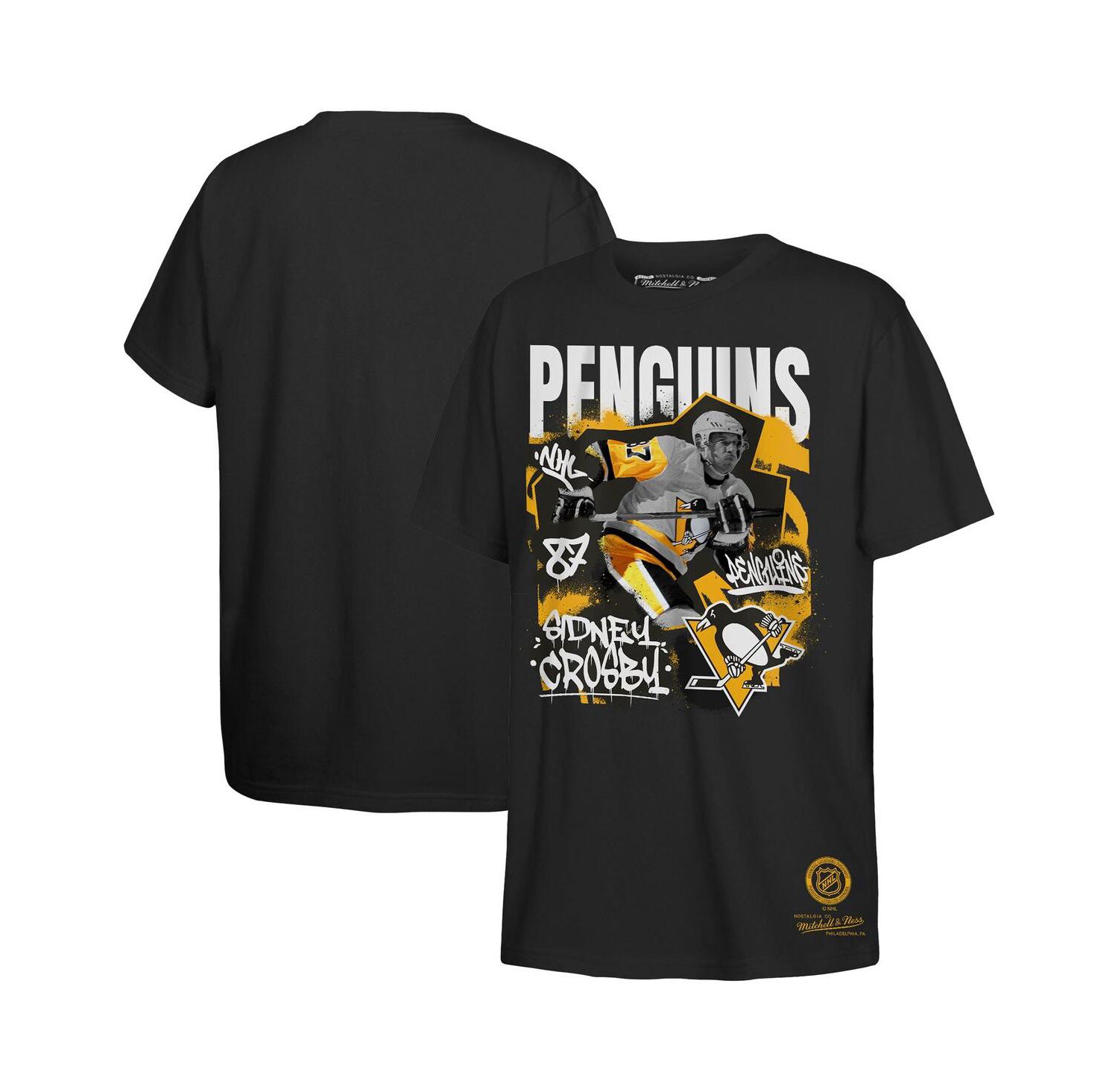Men's Sidney Crosby Black Pittsburgh Penguins Authentic Stack Name & Number T-Shirt