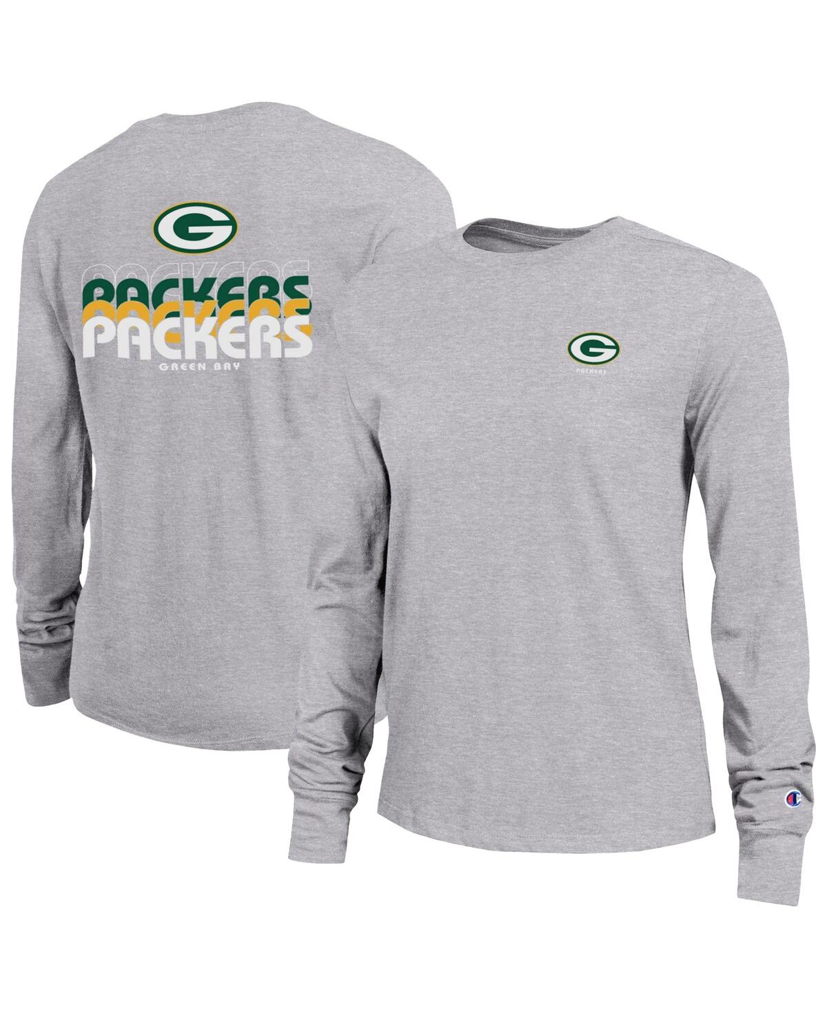 Champion Women's Gray Green Bay Packers Core Long-Sleeve T-Shirt
