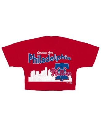 Women's Red Philadelphia Phillies Skyline Crop T-Shirt
