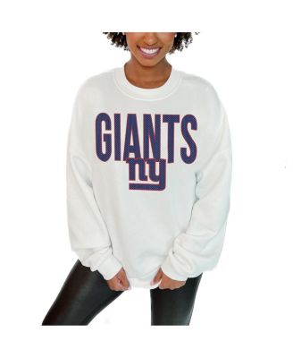 Gameday Couture - Women's White New York Giants Just Go With It Oversized Long Sleeve Crewneck Sweatshirt
