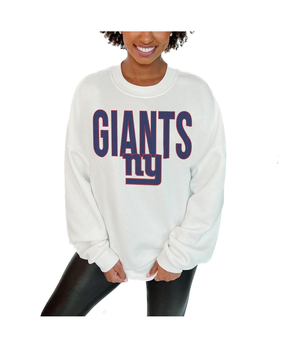 Gameday Couture Women's White New York Giants Just Go With It Oversized Long Sleeve Crewneck Sweatshirt In White