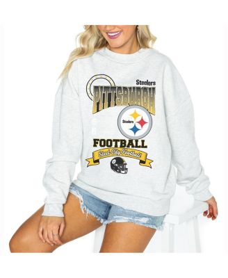 Gameday Couture - Women's Ash Pittsburgh Steelers Oversized Run the Show Pullover Sweatshirt