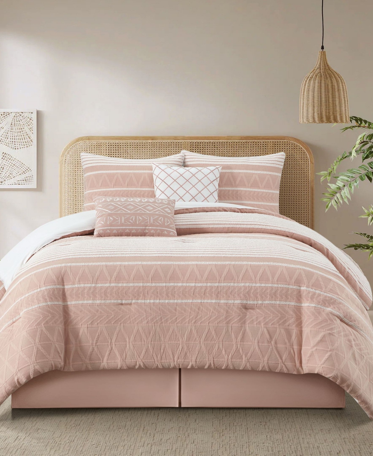 Stratford Park Cleluya Cotton Jacquard 6-pc. Comforter Set, Queen In Pink