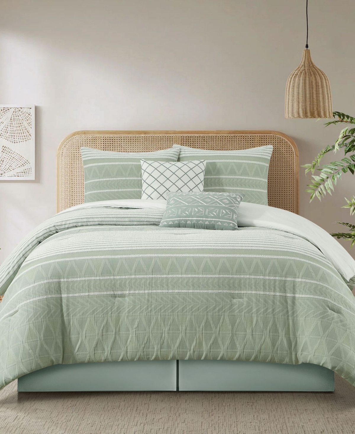 Stratford Park Cleluya Cotton Jacquard 6-pc. Comforter Set, Queen In Green