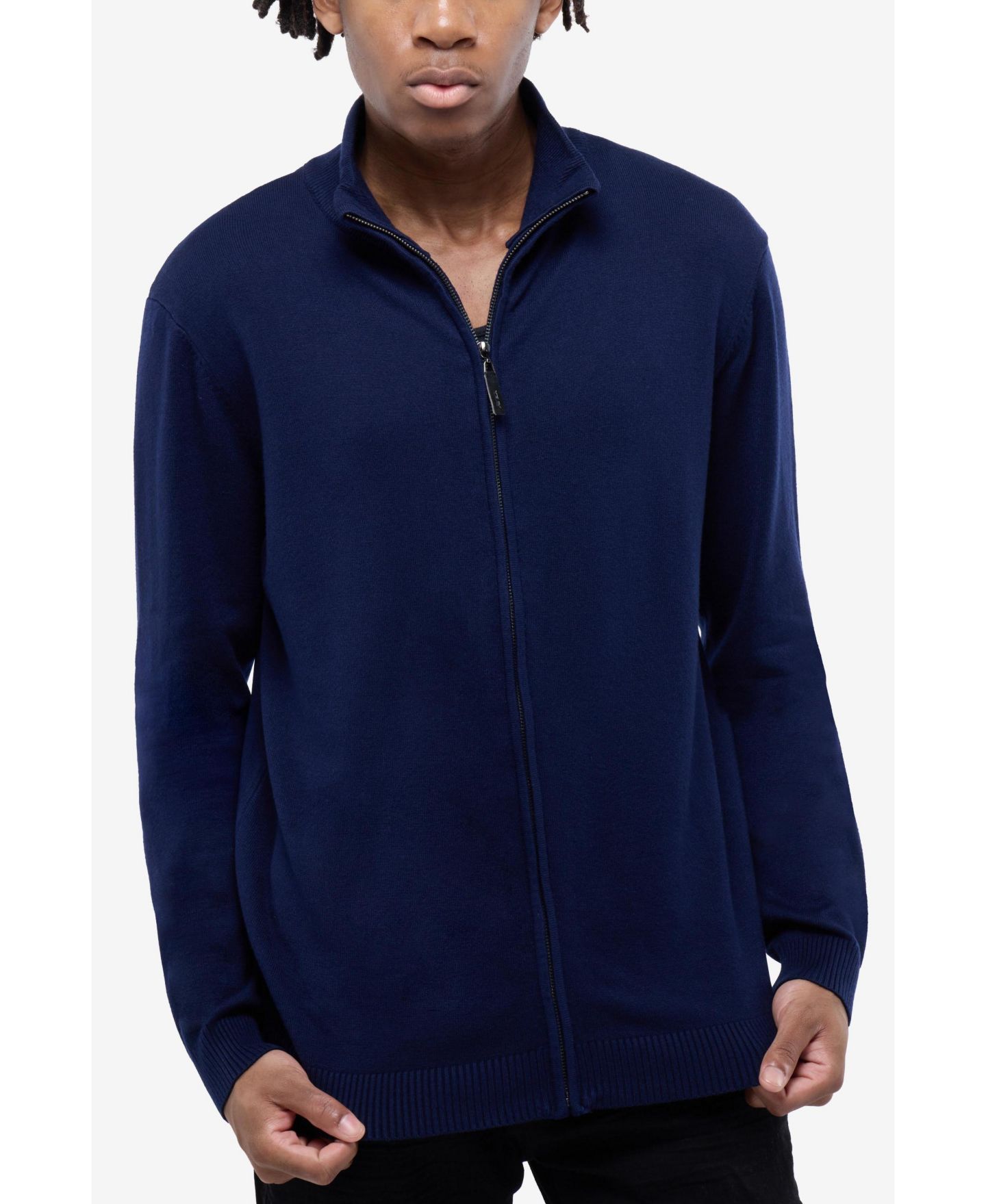 Мужской свитер XRAY X RAY Full Zip Mock Neck, цвет: Тёмно-синий — фото 5