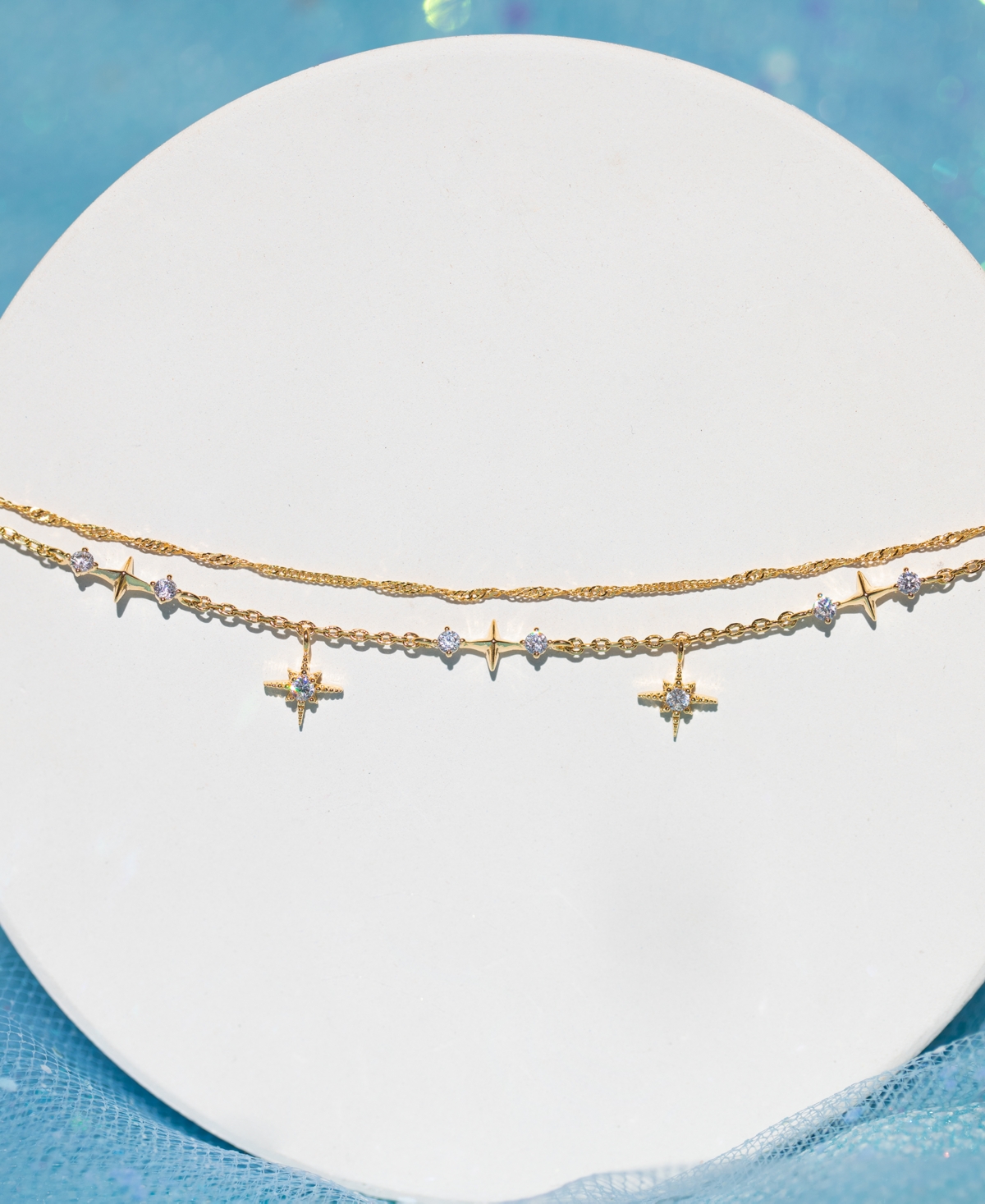 Girls Crew Crystal Wandering Gold Plated Stars Bracelet